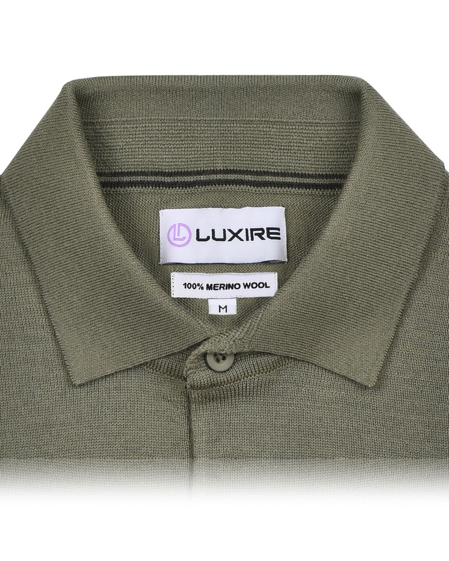 EZS Merino Wool Pale Olive Long Sleeve Polo