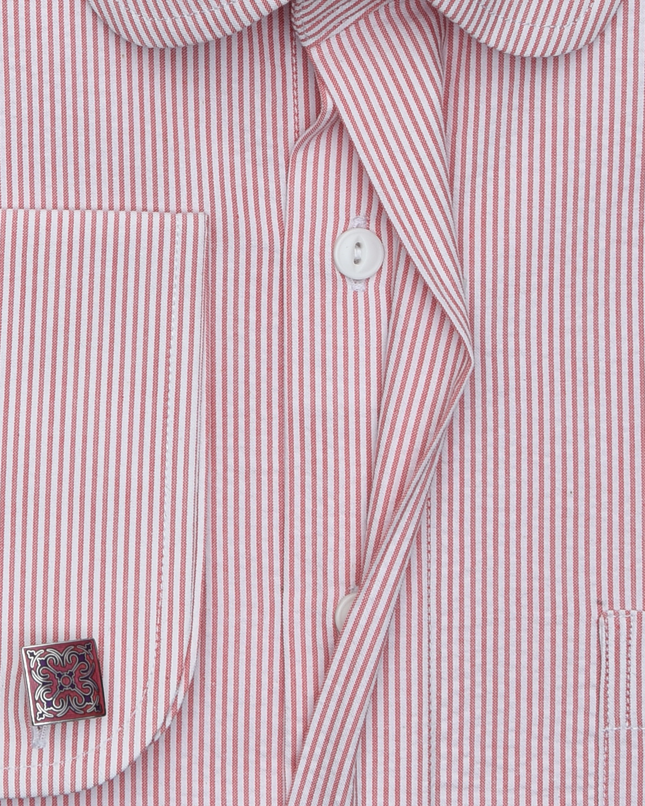 Burnt Orange Dress Stripes Seersucker