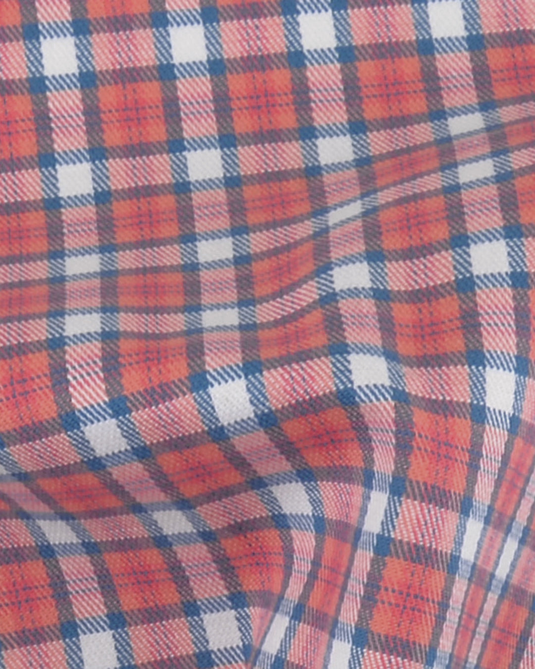 Peach Blue Twill Checks Shirt