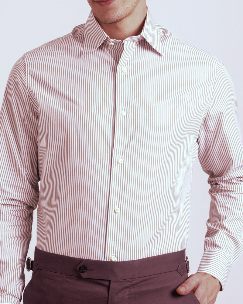 Brown White Candy Stripes Shirt