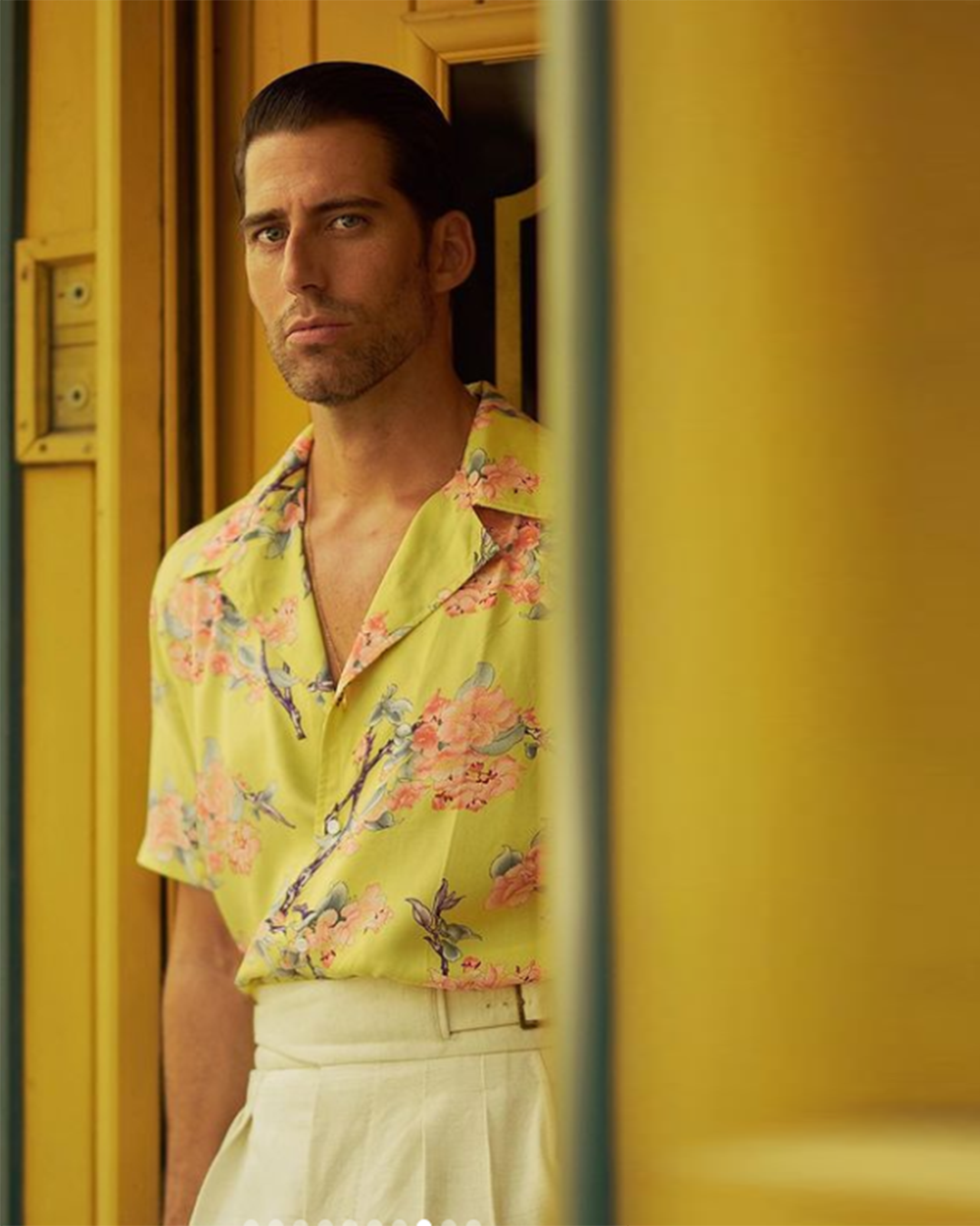 Yellow Printed Flower Shirt