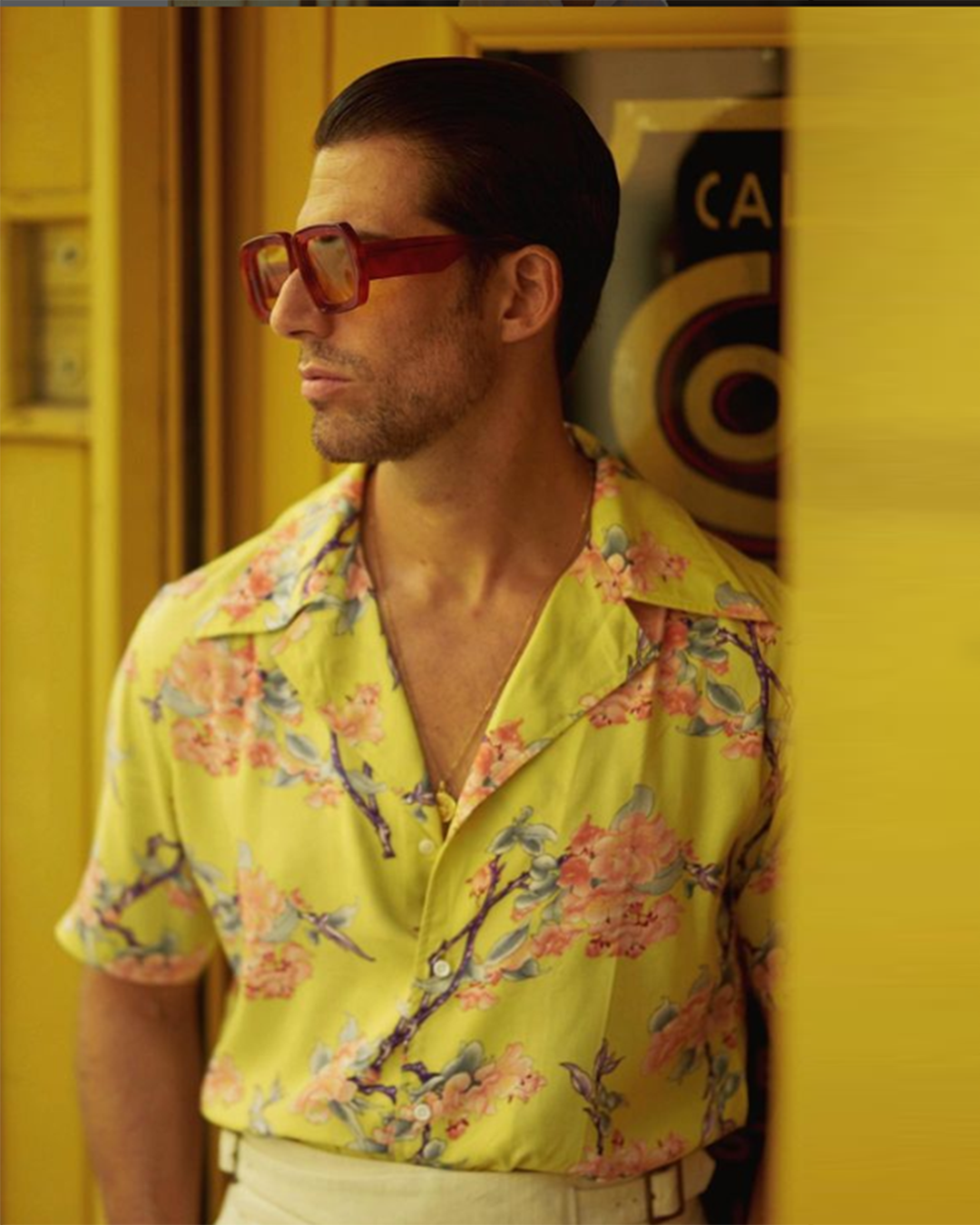 Yellow Printed Flower Shirt