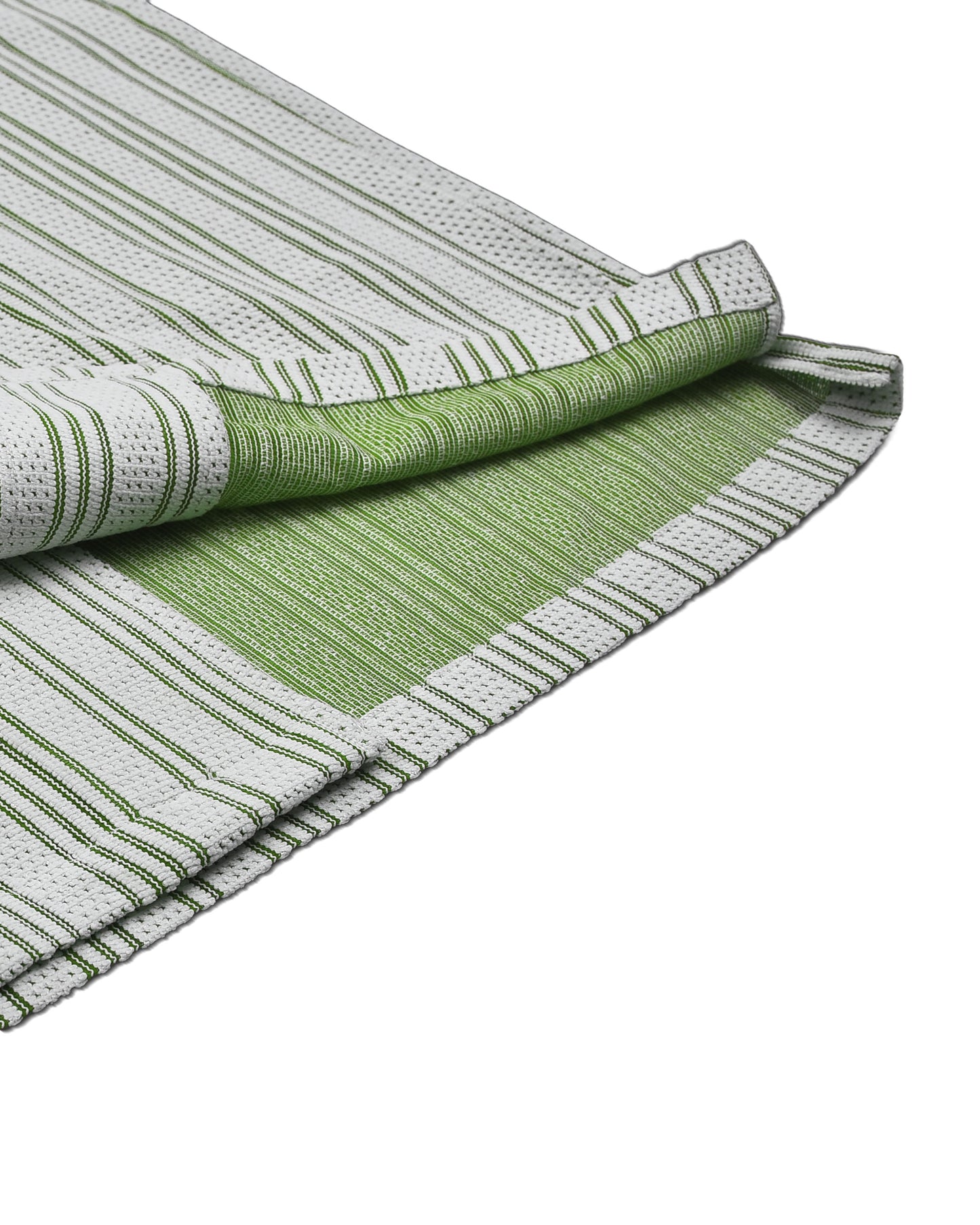 Summer Camp Collar Casual Shirt in White and Green Stripes