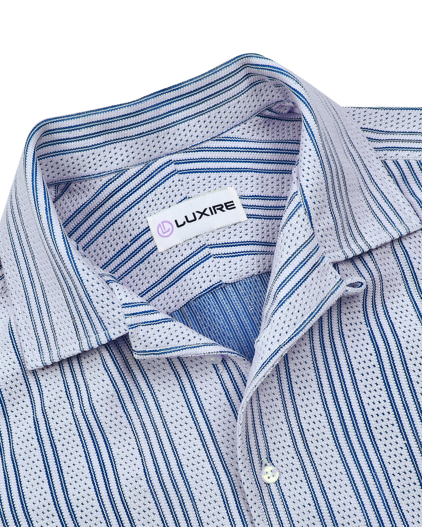 Summer Camp Collar Casual Shirt in White and Blue Stripes