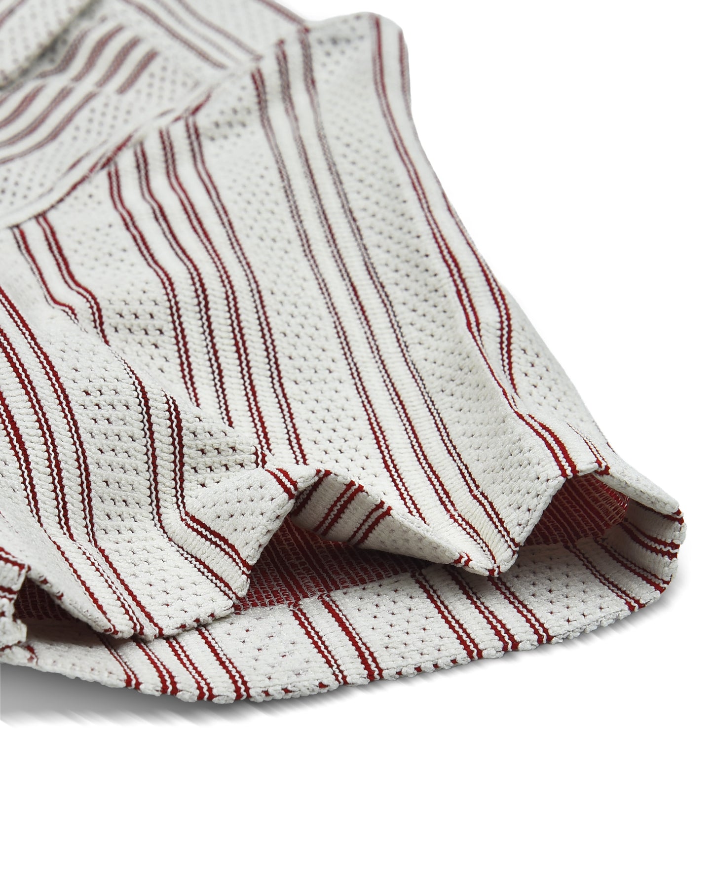 Summer Camp Collar Casual Shirt in White and Maroon Stripes