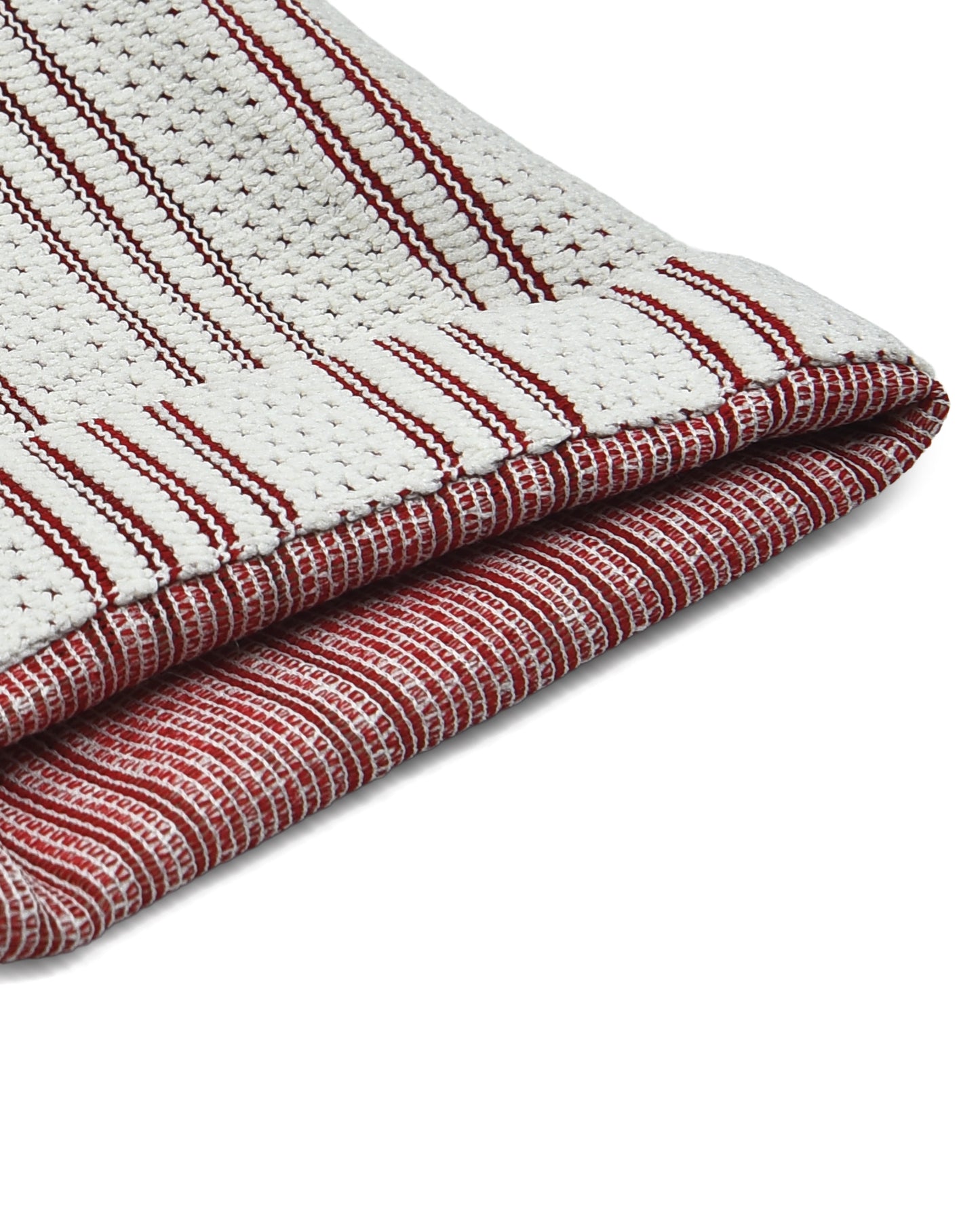 Summer Camp Collar Casual Shirt in White and Maroon Stripes