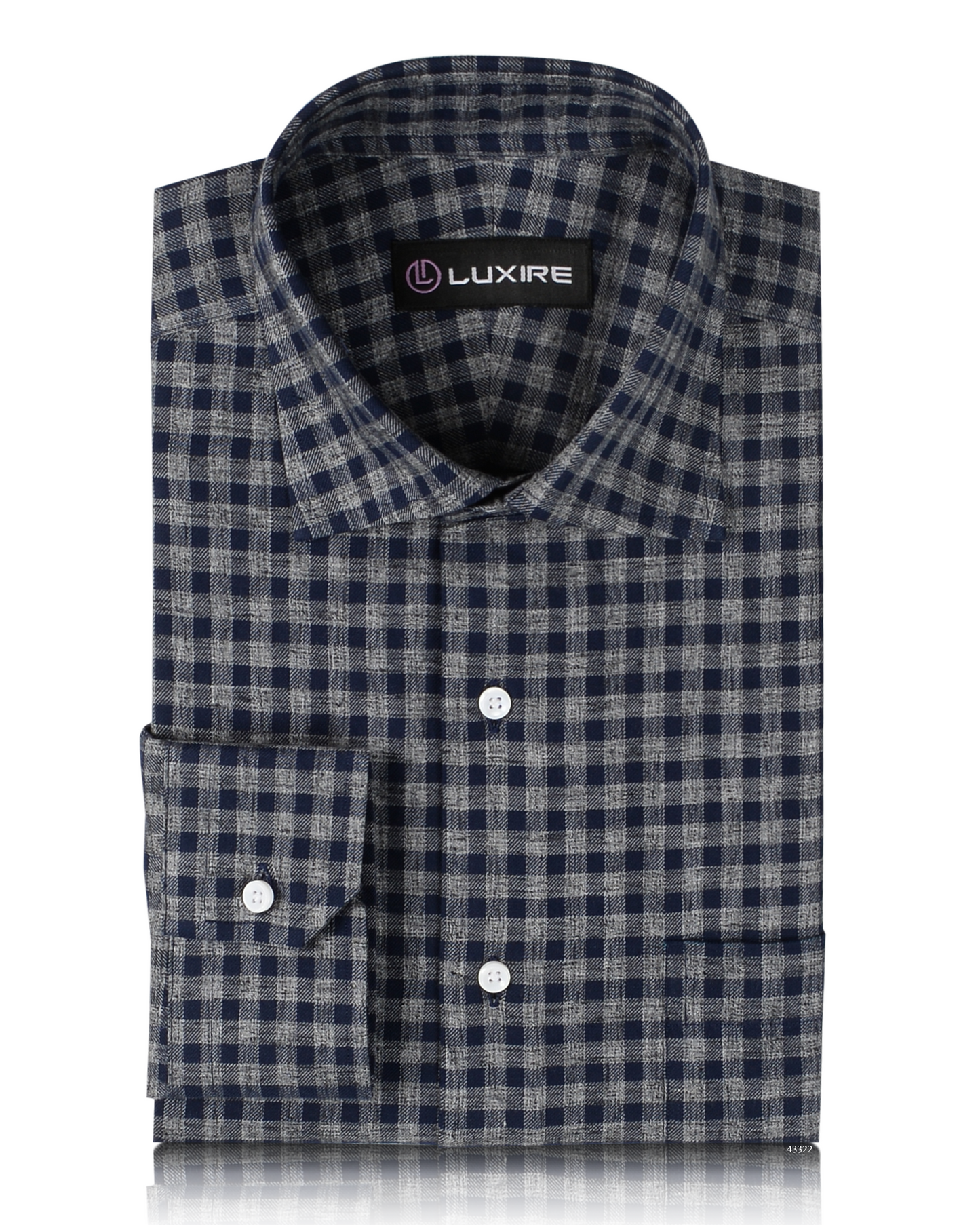 Grey Navy Tattersall Twill Checks