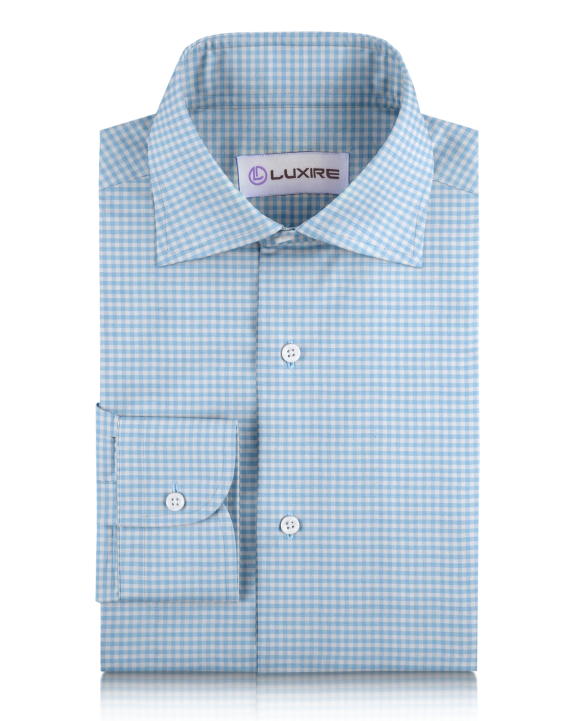 Custom Men's Albini Light Blue Gingham Shirt – Luxire Custom