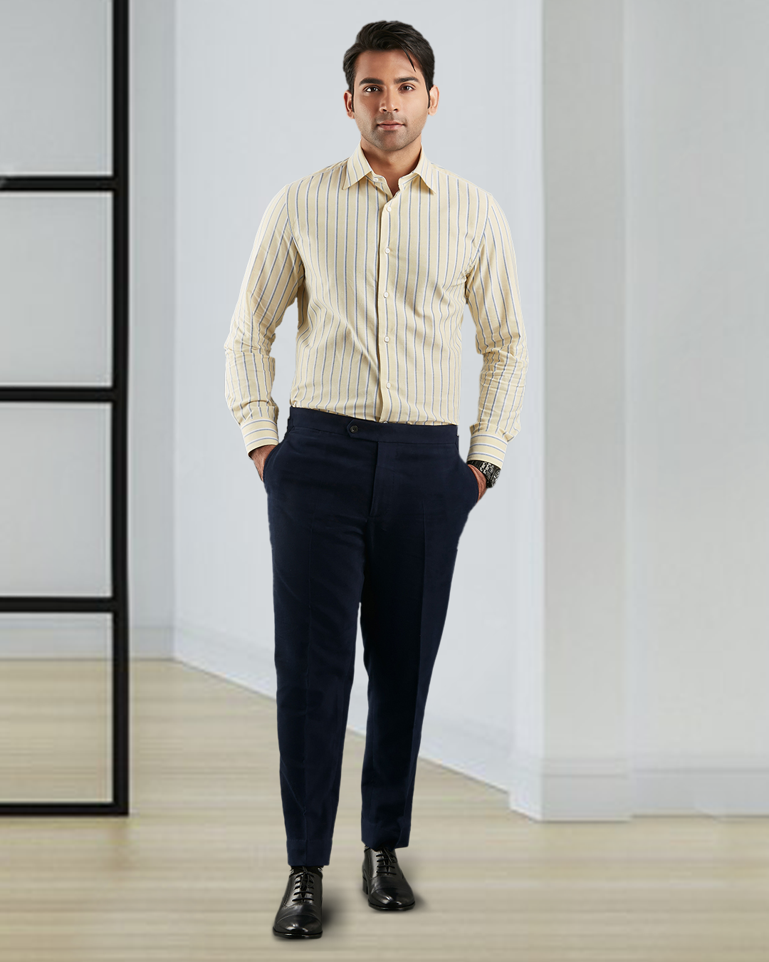 Zegna Dark Blue Cashco Moleskin Dress Pant