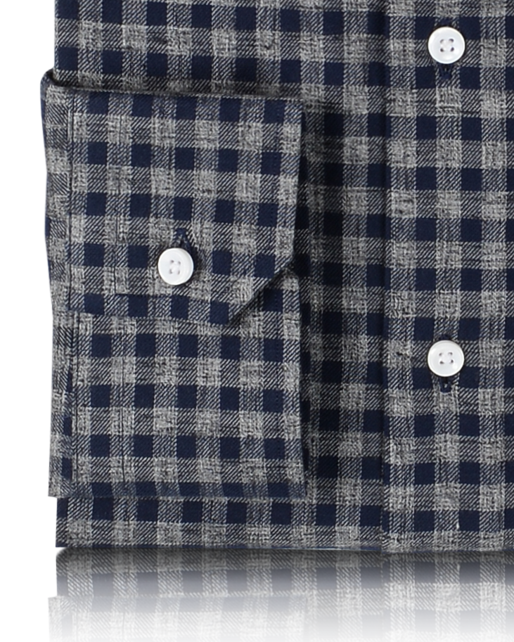 Grey Navy Tattersall Twill Checks