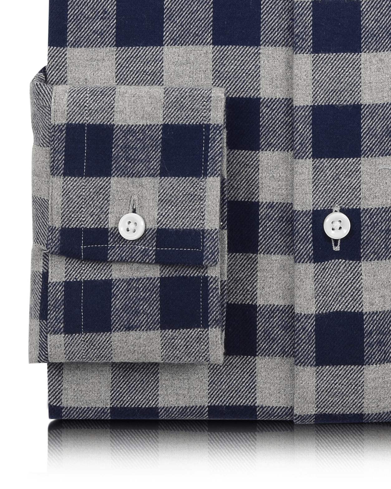 Silver Grey Navy Gingham Flannel Work Shirt