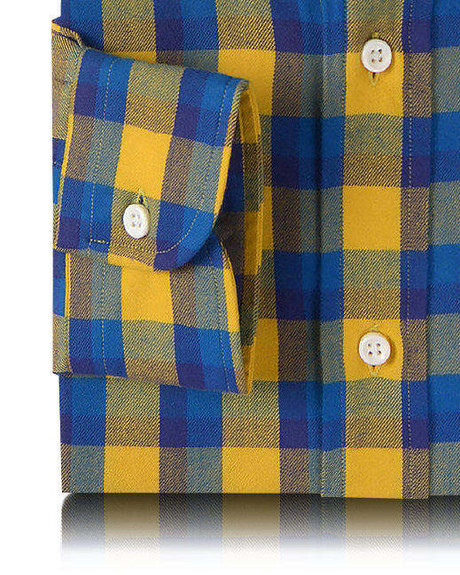 Yellow Blue Twill Checks Shirt