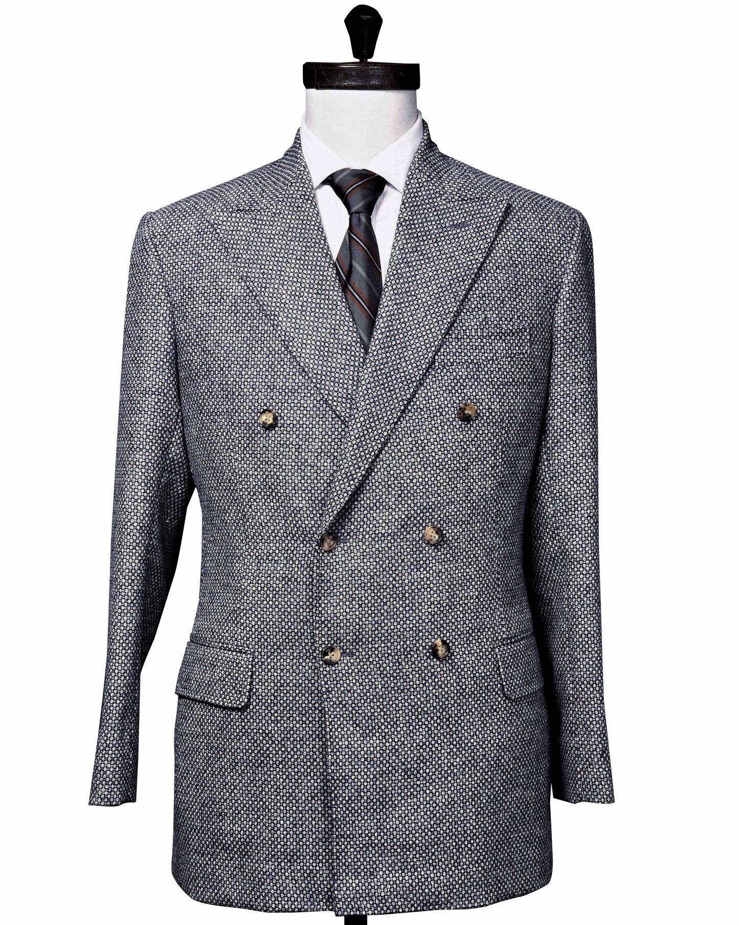 Dugdale Light Grey & Blue Tweed  Double Breasted Jacket