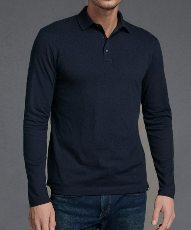 MAYORAL - Long Sleeve Printed Polo - Navy