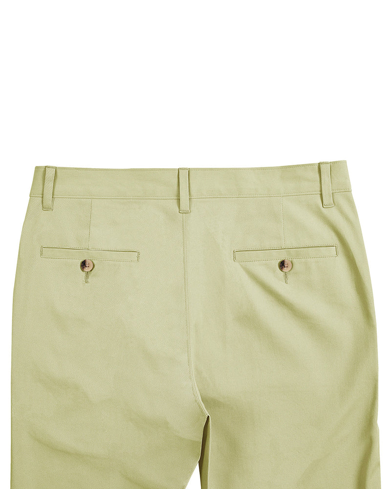 Back view of custom Genoa Chino pants for men by Luxire in pale lime