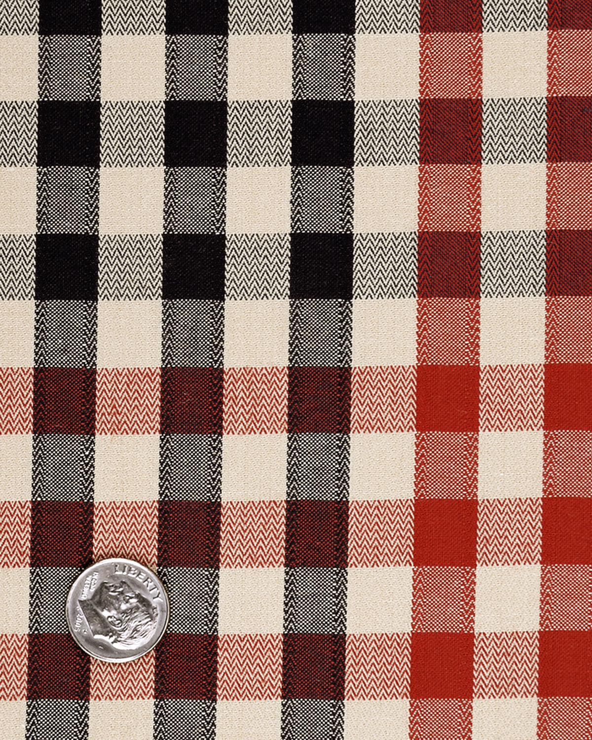 Close up view of custom check shirts for men by Luxire red and black