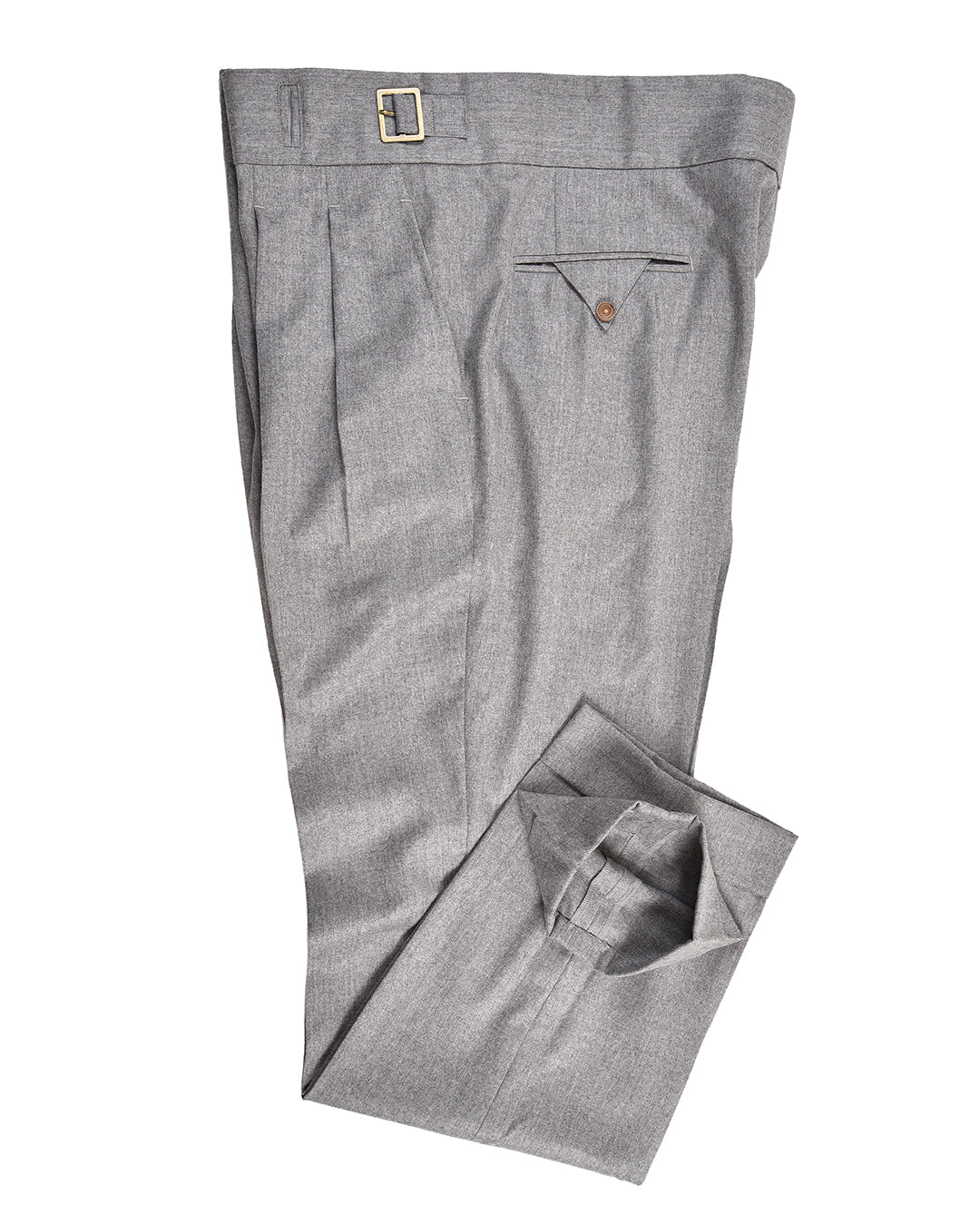 Side profile of Gurkha Pant in Vitale Barberis Canonico Flannels Light Grey
