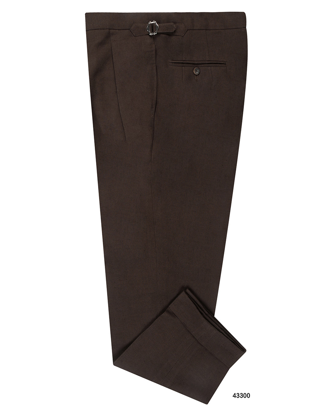 Side view of custom linen pants for men by Luxire in brown