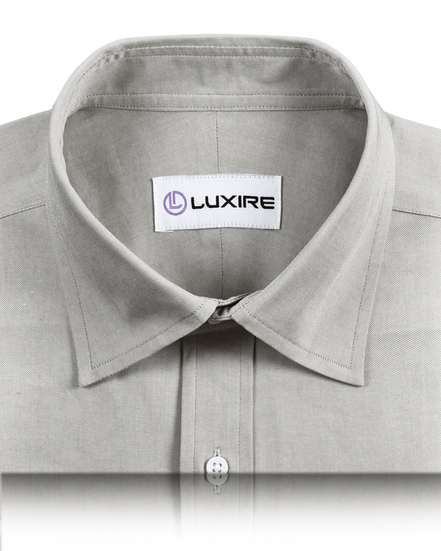 Collar of the custom oxford shirt for men by Luxire in ecru