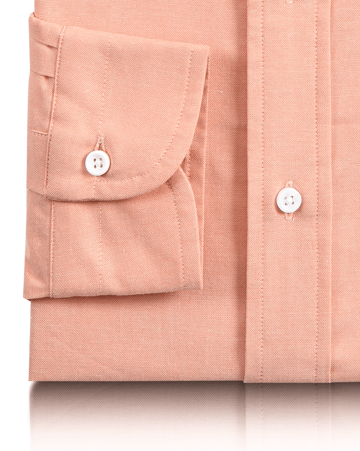 Cuff of the custom oxford shirt for men by Luxire in apricot