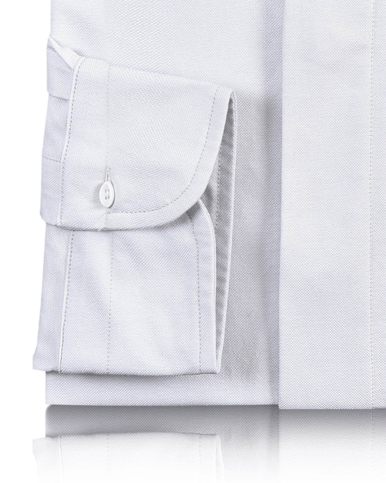 Cuff of the custom oxford shirt for men by Luxire in milky white