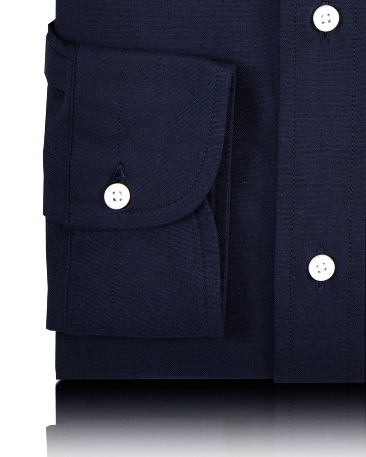 Cuff of the custom oxford shirt for men by Luxire in navy