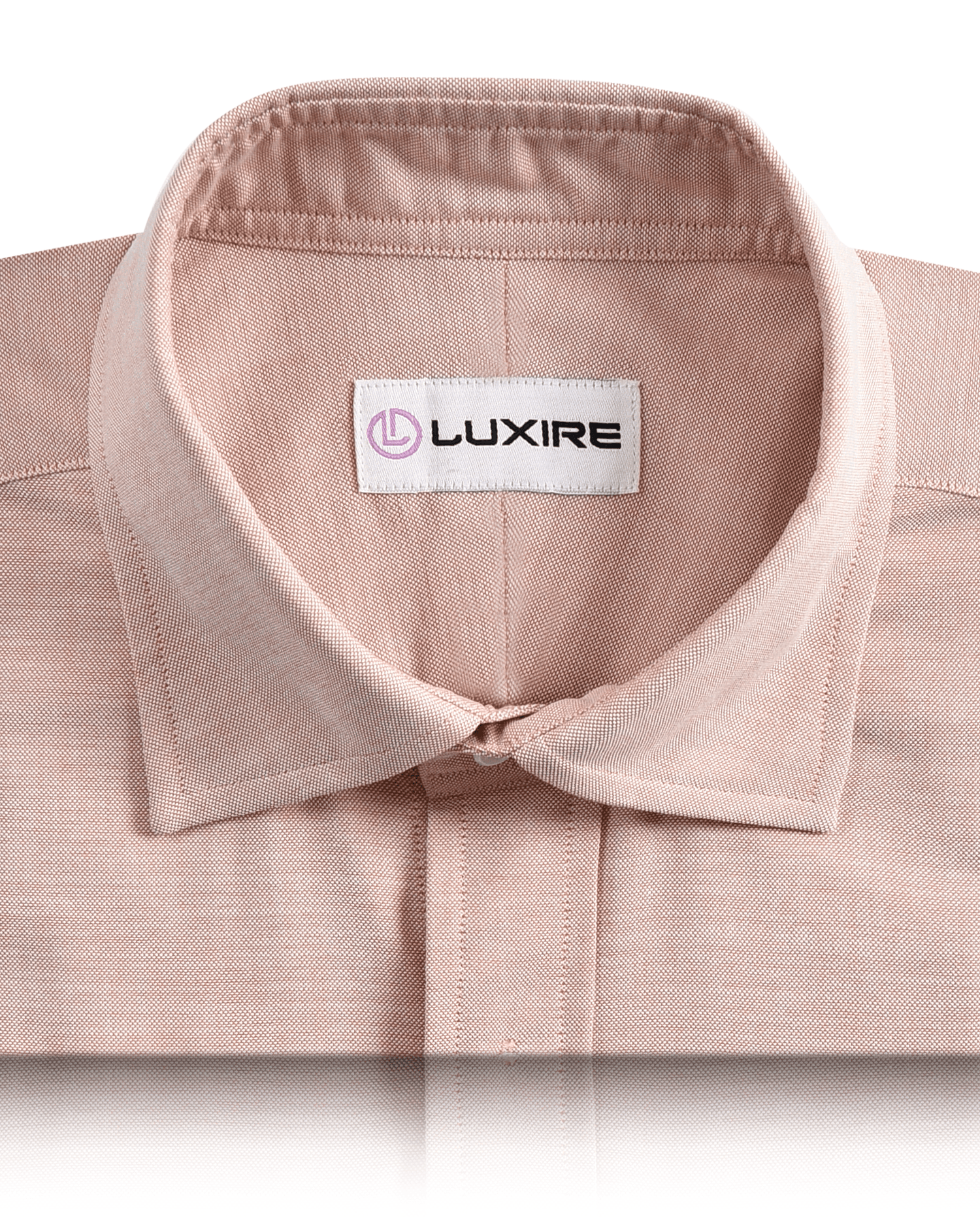 Collar of the custom oxford shirt for men by Luxire in orange