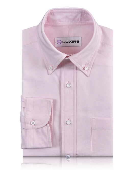 Front of the custom oxford shirt for men by Luxire in pale pink 2