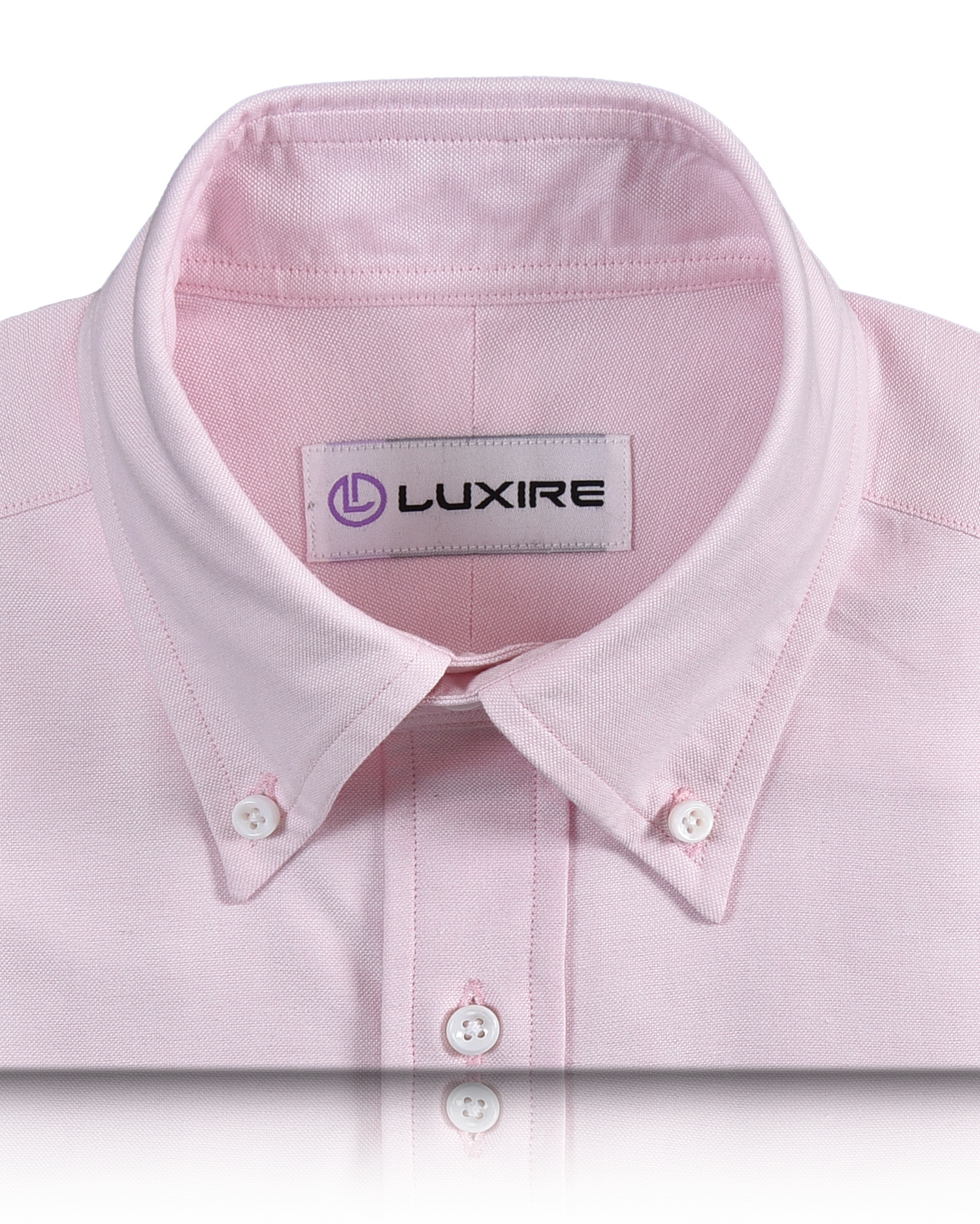Collar of the custom oxford shirt for men by Luxire in pale pink 2