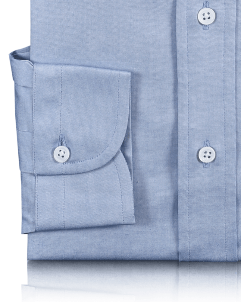 Cuff of the custom oxford shirt for men by Luxire in sky blue pinpoint