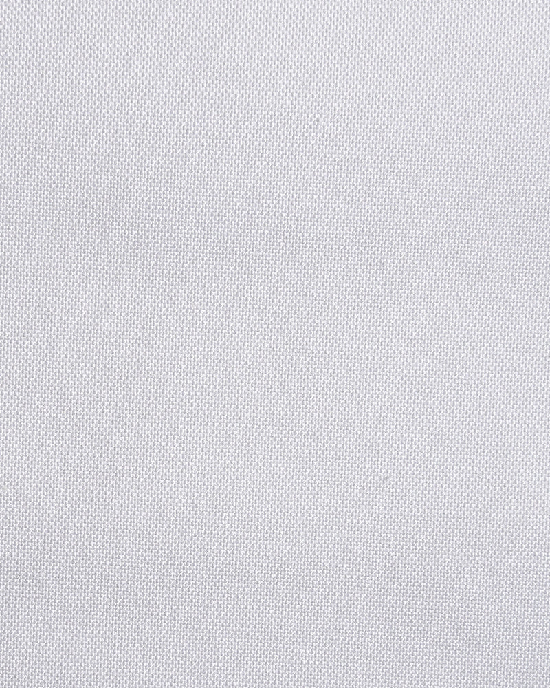 Close up of the custom oxford shirt for men by Luxire in warzone white