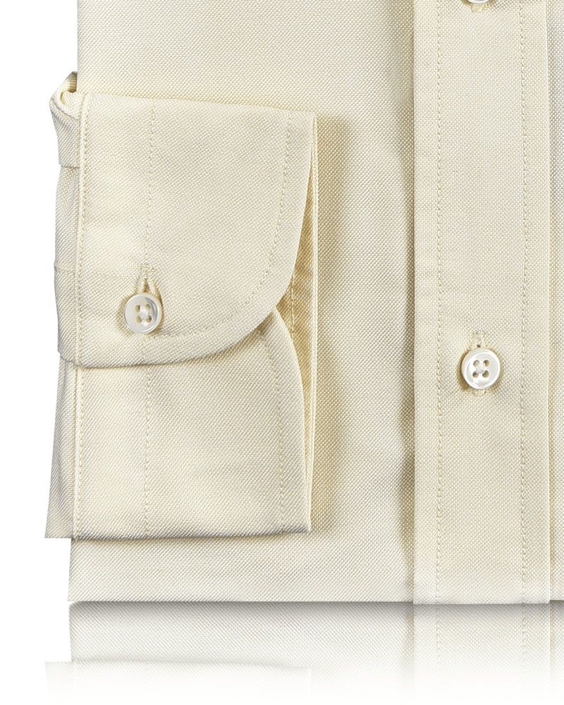 Cuff of the custom oxford shirt for men by Luxire in pale yellow 2