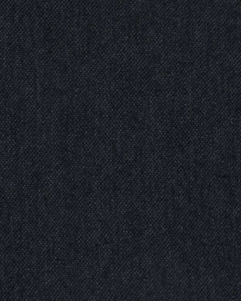 Close up fabric of the custom oxford polo shirt for men by Luxire in midnight grey