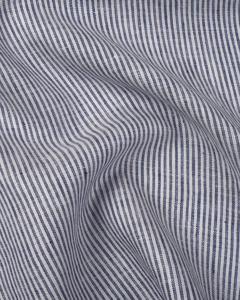 Blue White Stripes Linen
