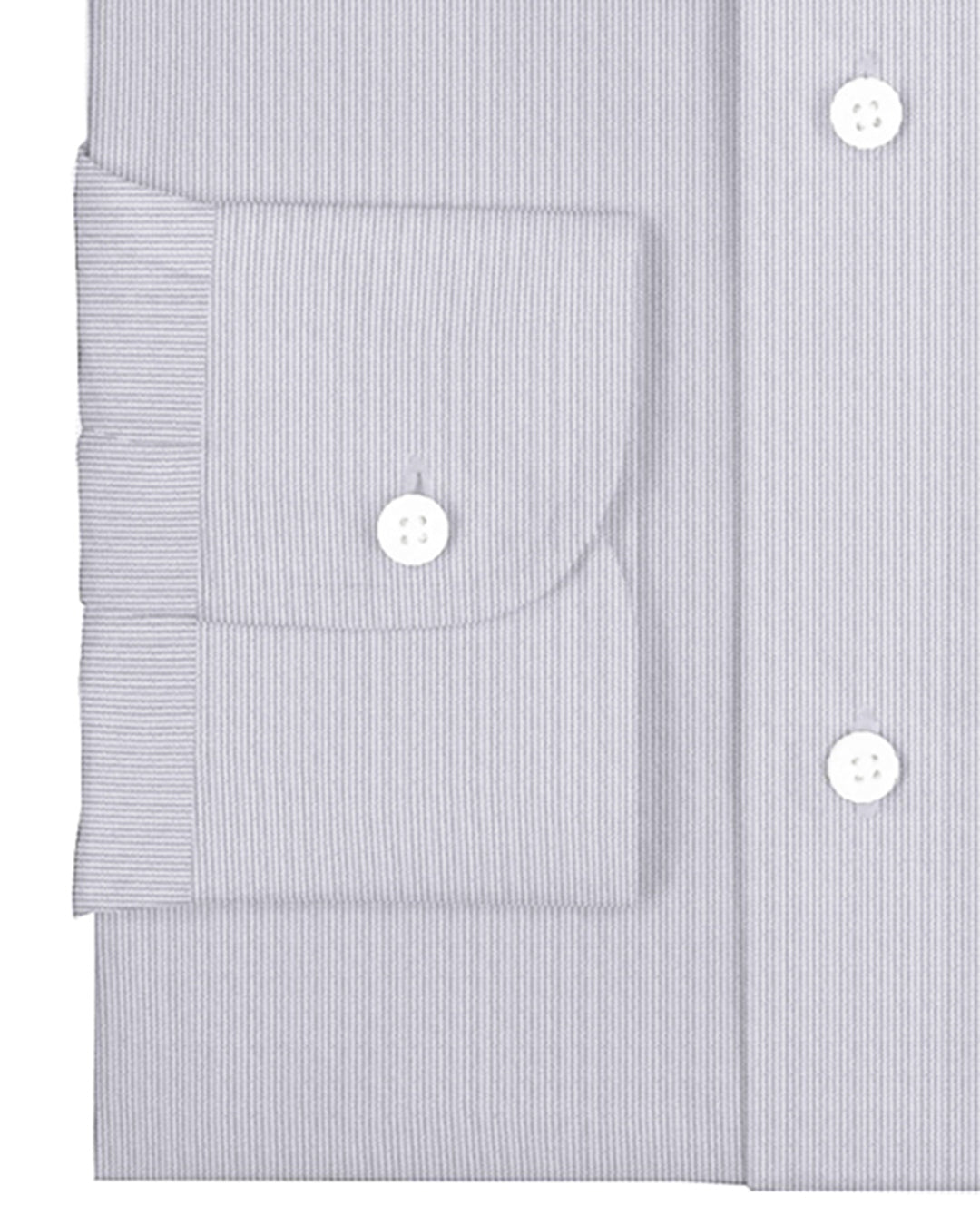 Cuff of the custom linen shirt for men in white with grey stripes by Luxire Clothing