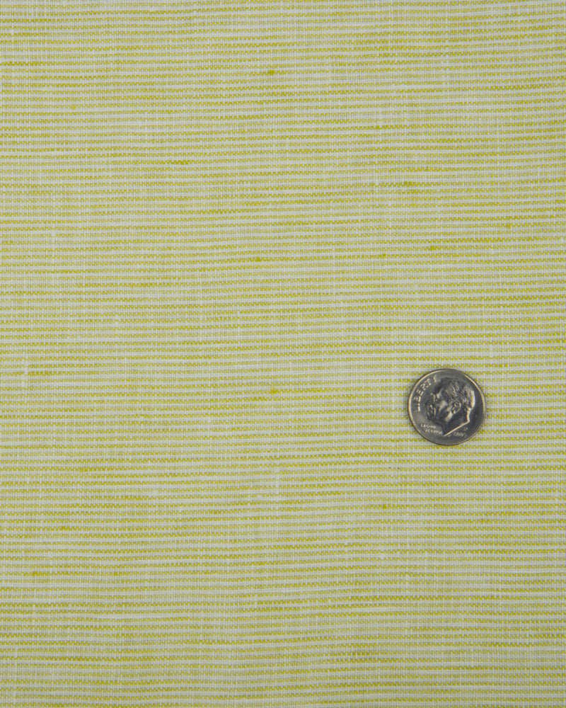 Close up of the custom linen shirt for men in lemon green by Luxire Clothing