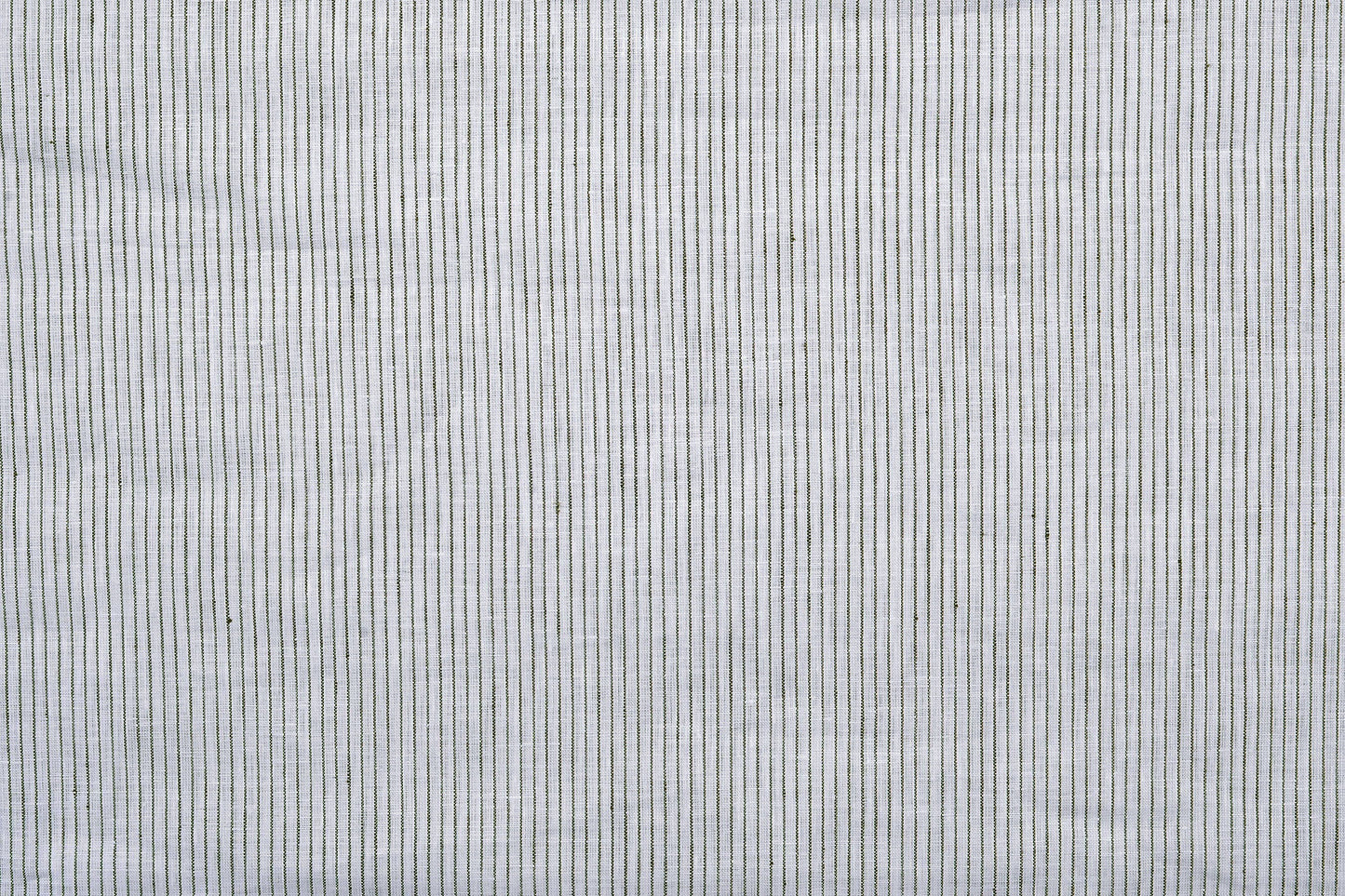 Linen: Olive Green Pin Stripes On White Shirt