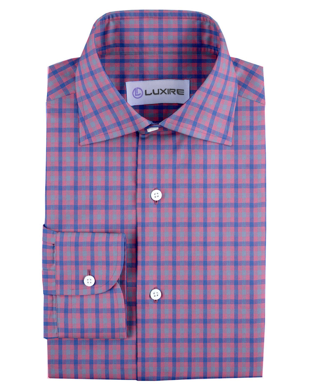 Front of the custom linen shirt for men in red gingham by Luxire Clothing
