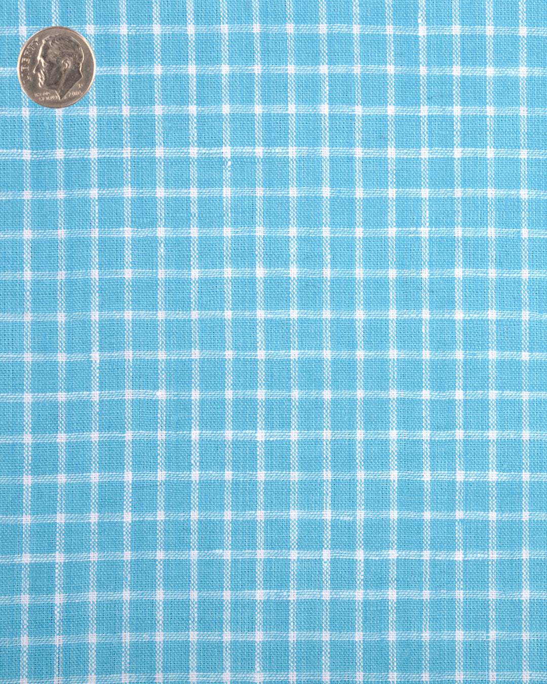 Close up of the custom linen shirt for men in teal and blue checks by Luxire Clothing 2