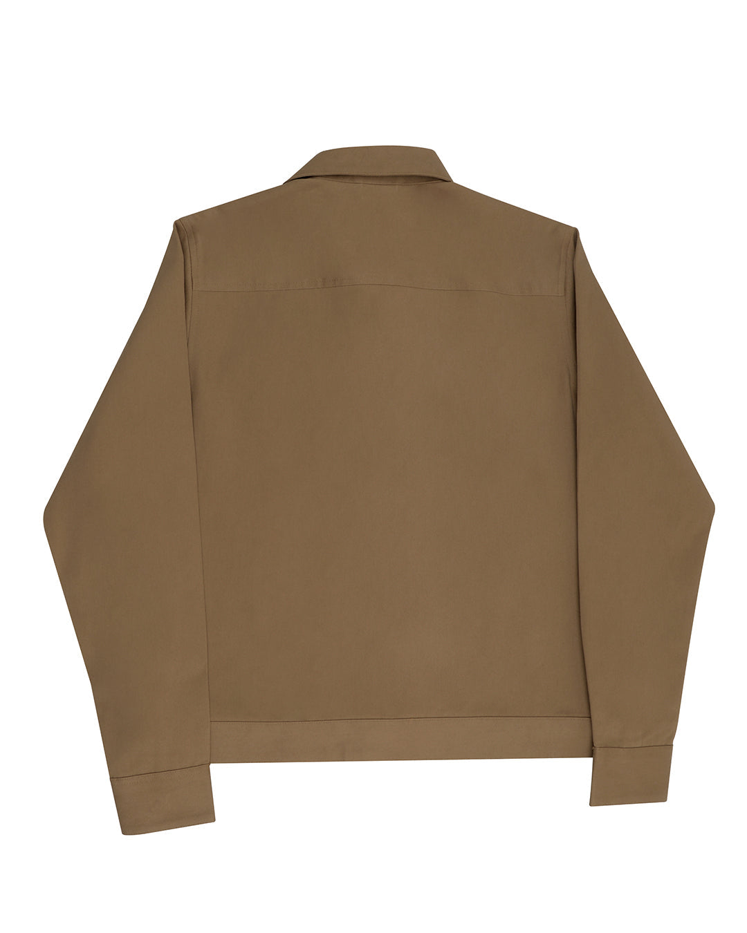 Back of the twill shirt jacket for men by Luxire in khaki