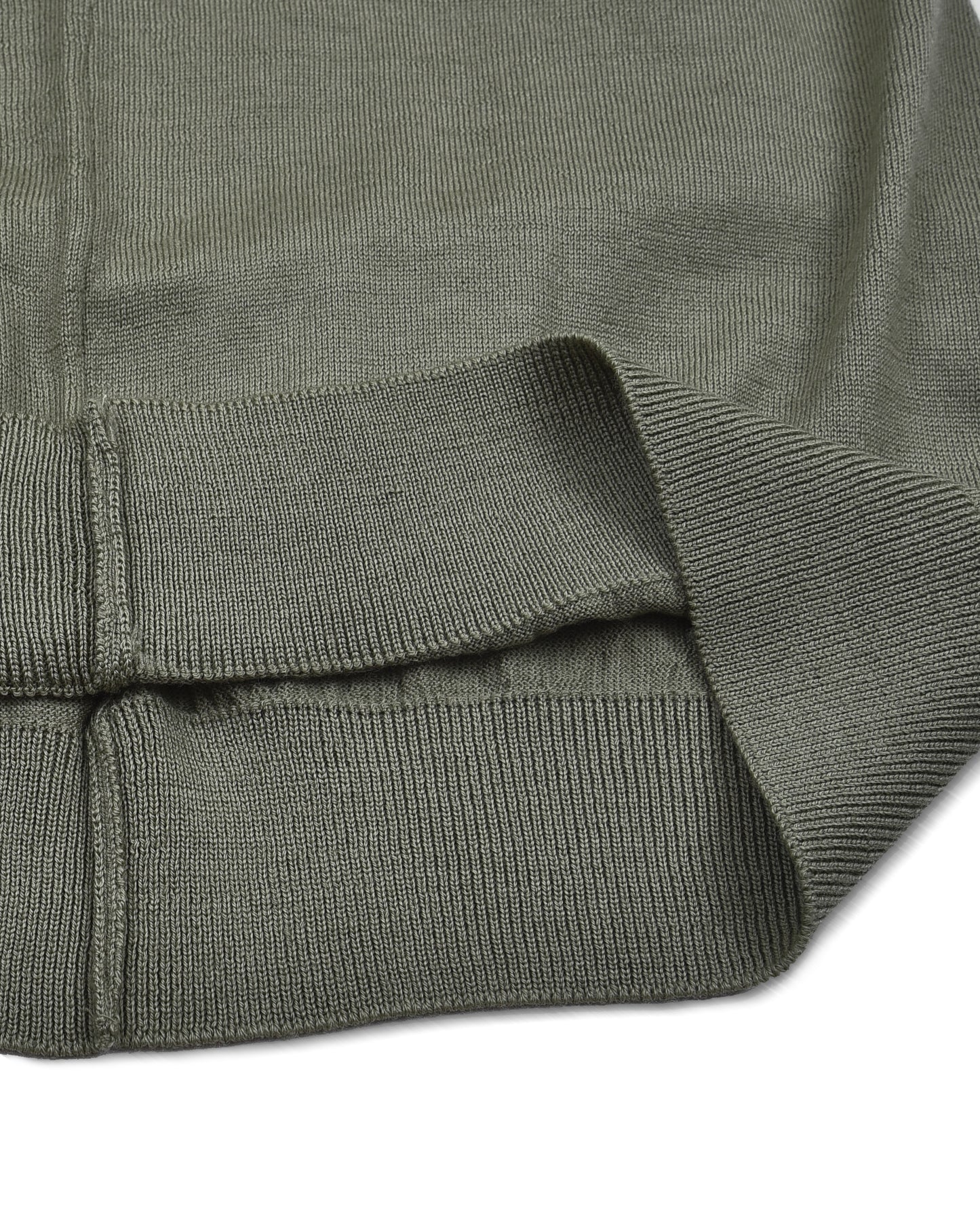 EZS Merino Wool Pale Olive Long Sleeve Polo