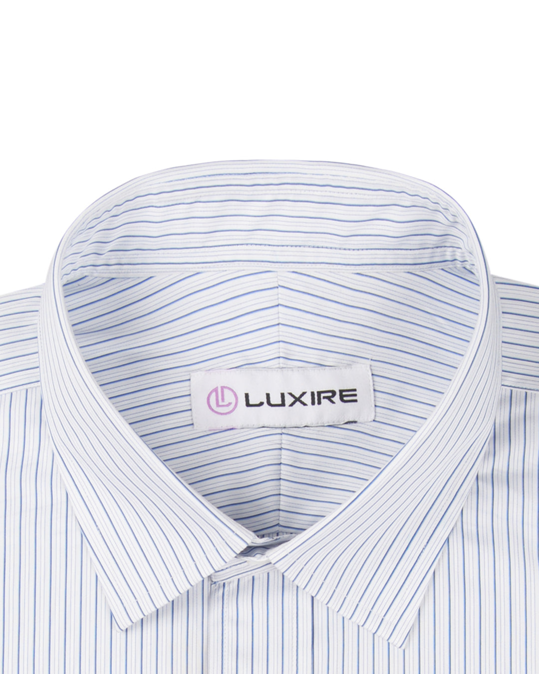 A Touch of Silk: Blue Shadow Stripes on White: Natural Wrinkle Free