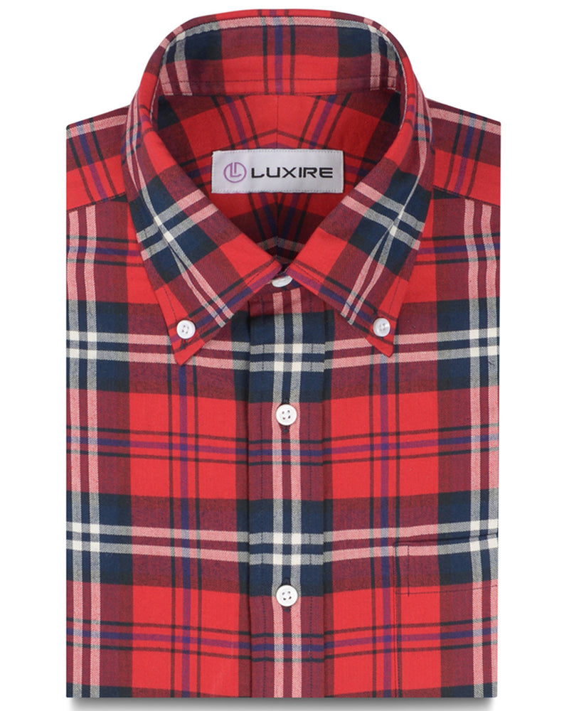 Red Navy Plaid Herringbone