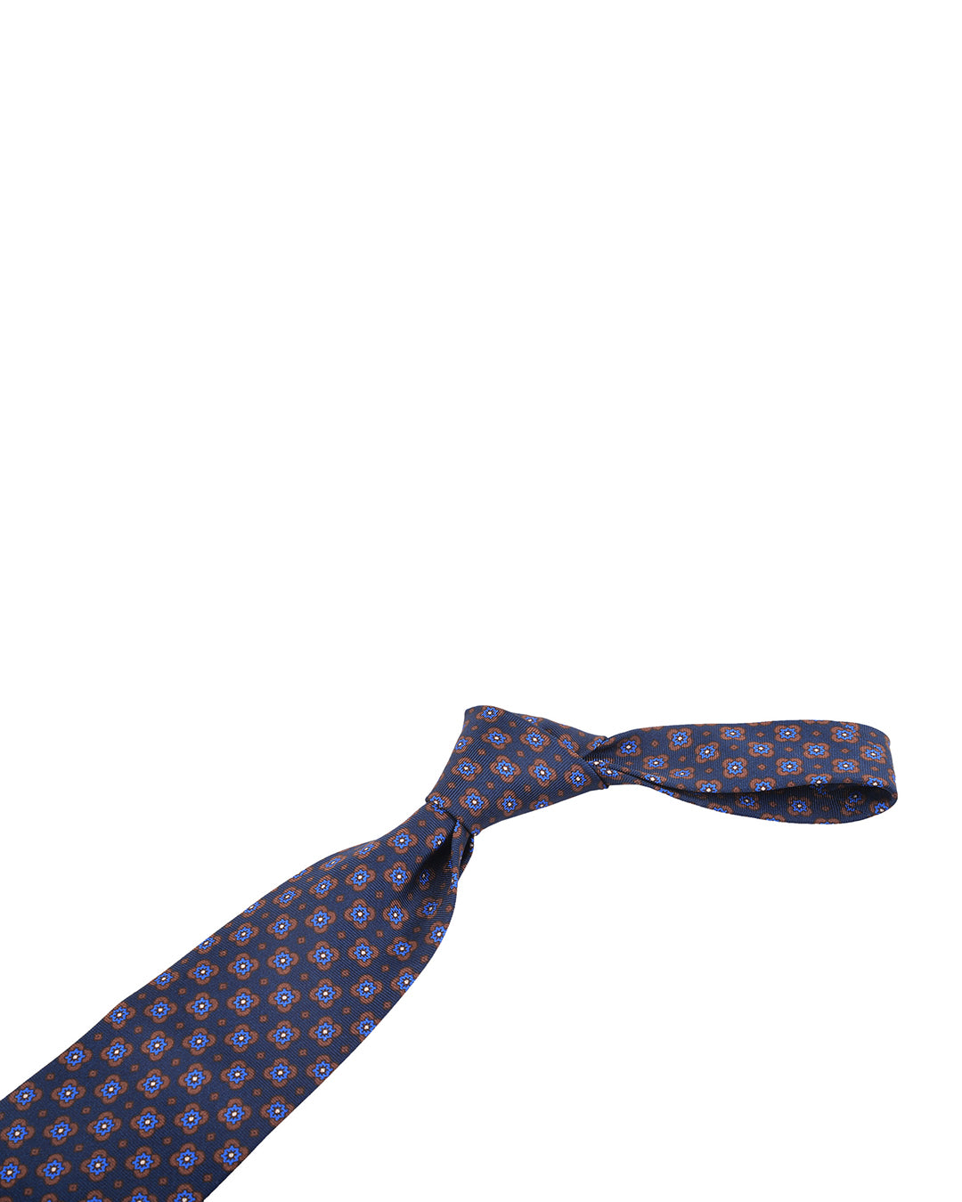 Brown And Blue Flowers On Navy Tie