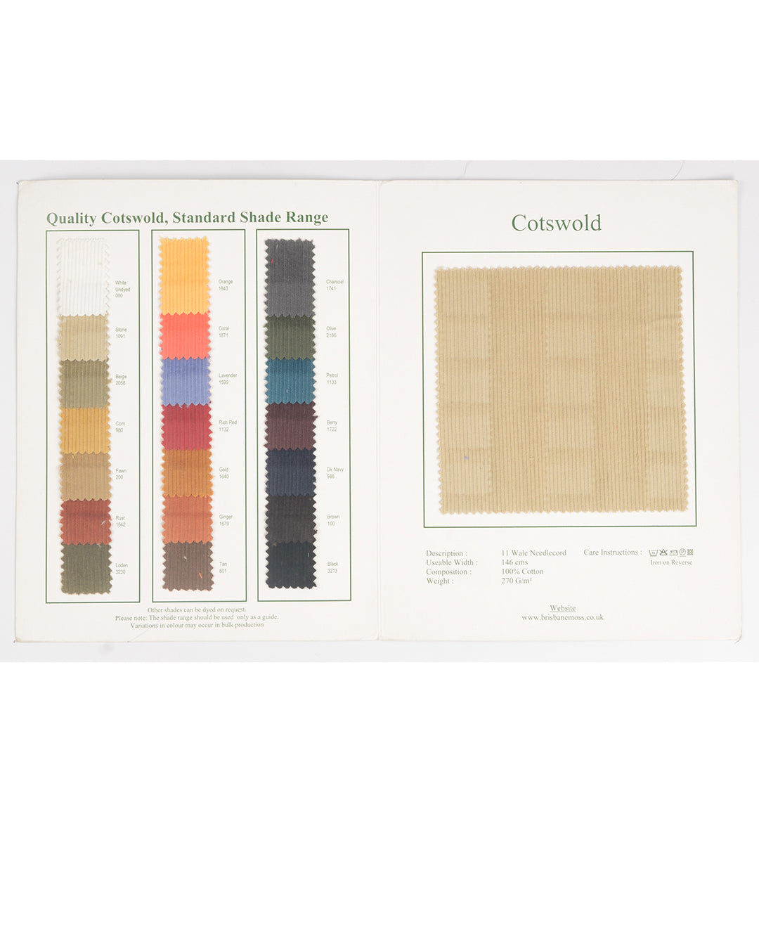 Brisbane Moss Petrol Needlecord