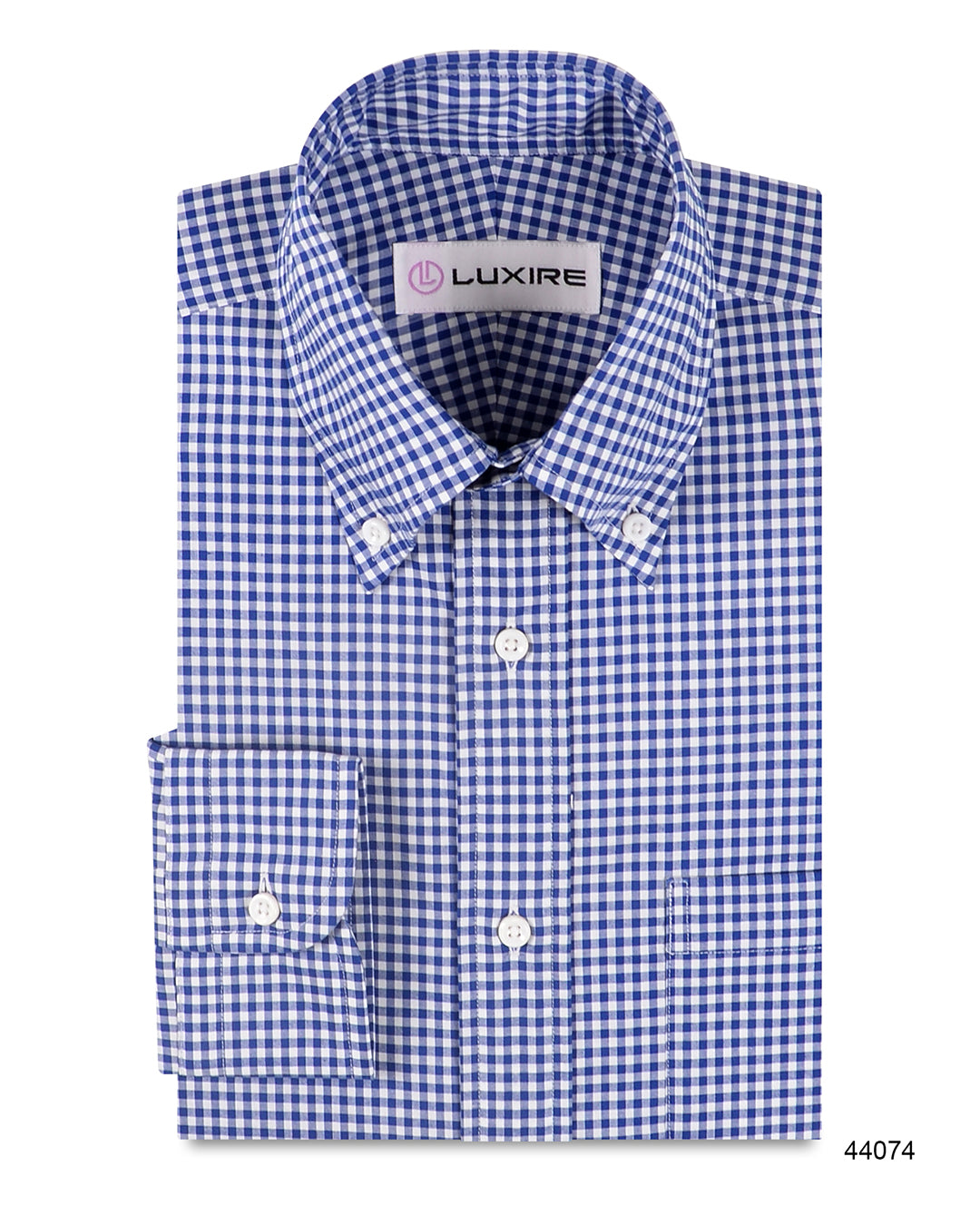 Dark Estate Blue Gingham on White