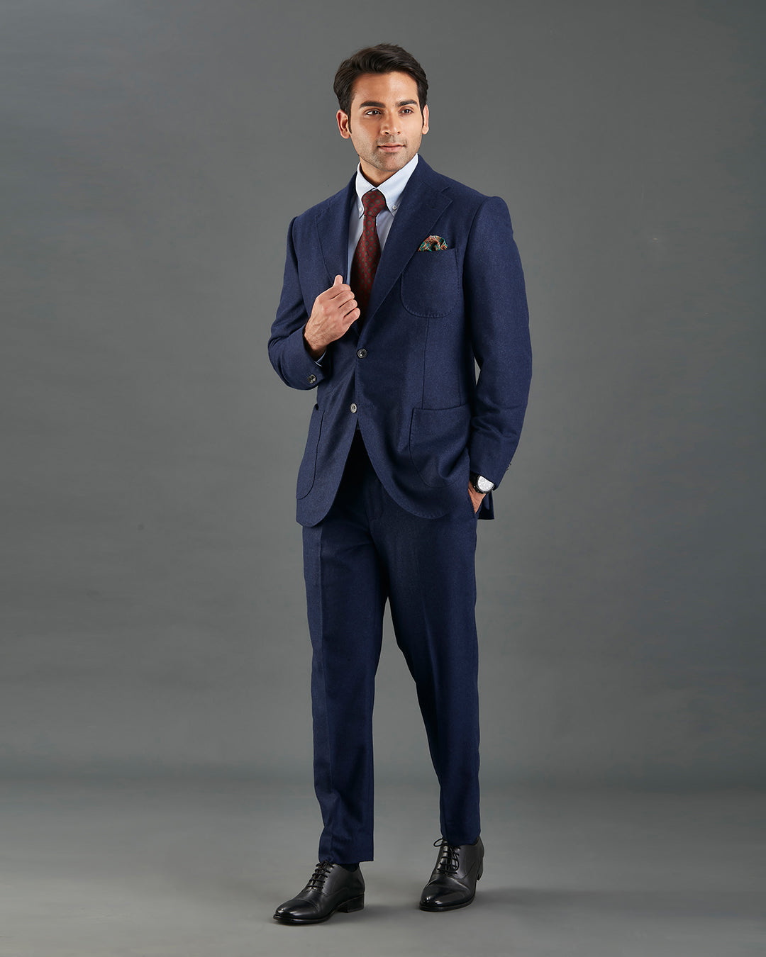 VBC Dark Navy Woollen Flannel Suit