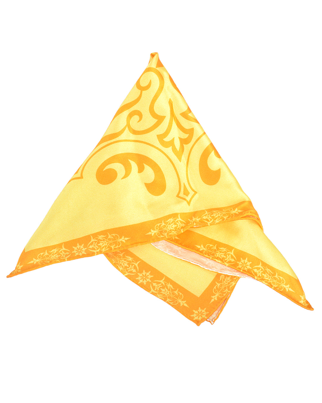 Pocket Square- Orange Print On Yellow