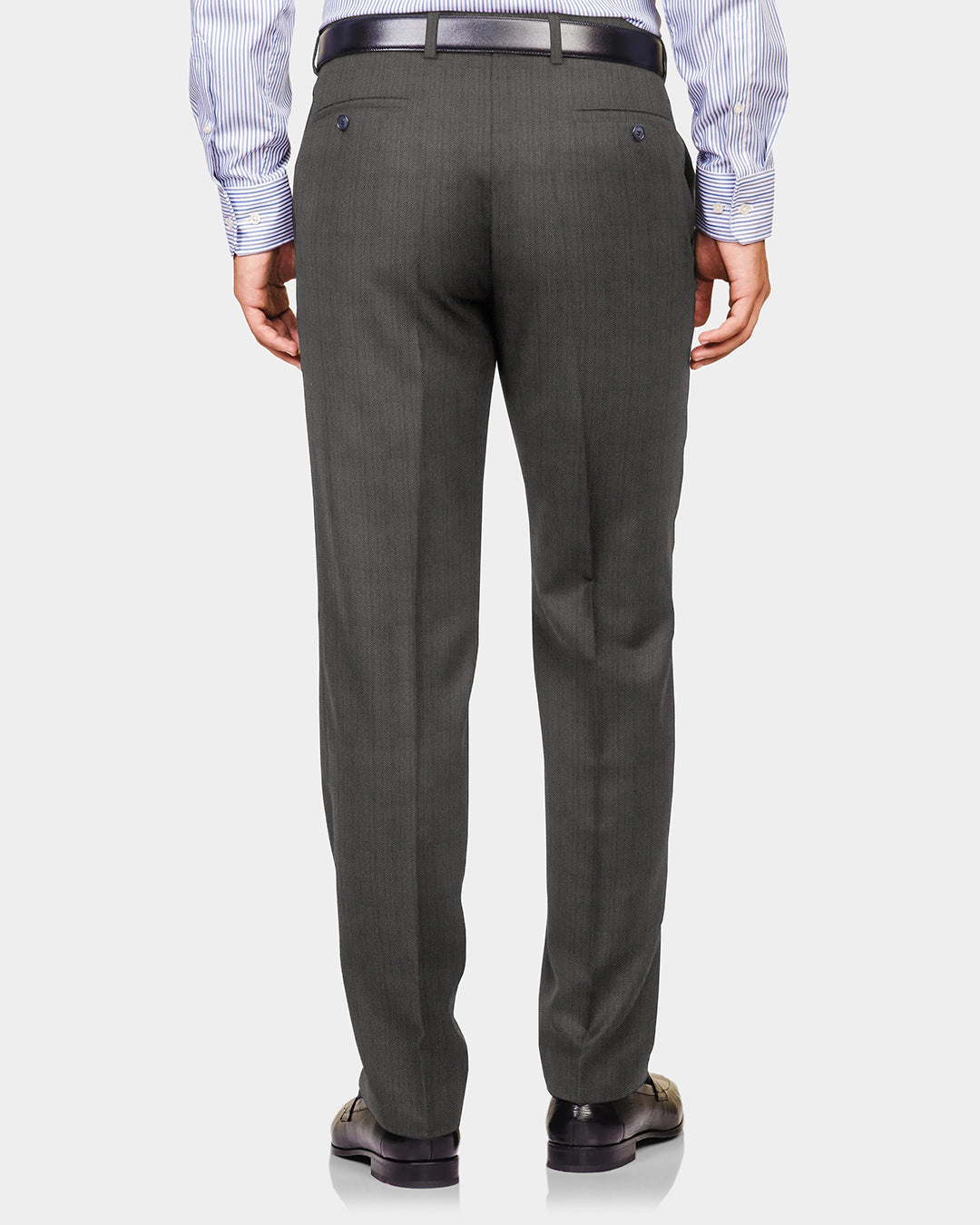 Performance Chino: Grey Herringbone