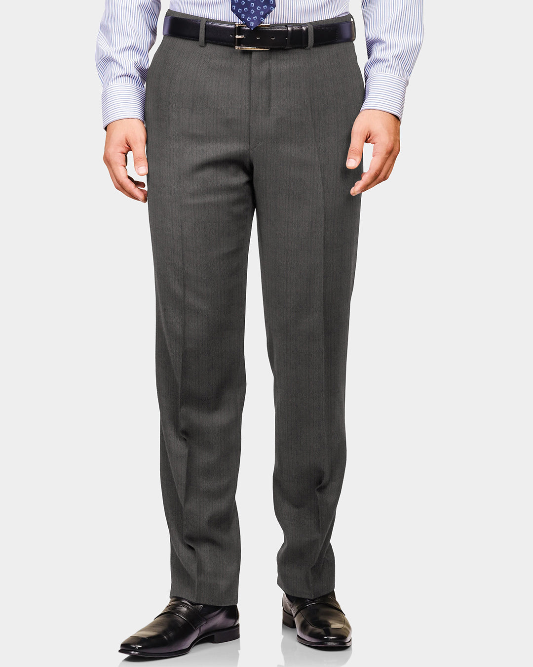 Performance Chino: Grey Herringbone